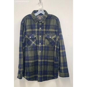 Freedom Foundry Blue Green Plaid‎ Men's Long Sleeve Button Up Casual Shirt - XL